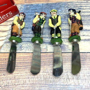 'Golfer' Boston Warehouse Stainless Steel Knives. Cheese Spreaders Set of 4‎
